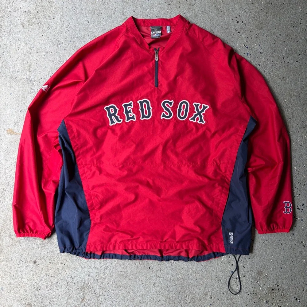 Majestic Boston Red Sox MLB Authentic Cool Base Quarter Zip Windbreaker Red 2XL